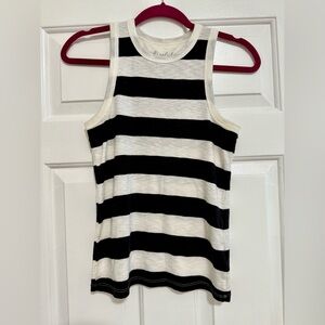 Marled Essentials Black & White Striped Tank Top